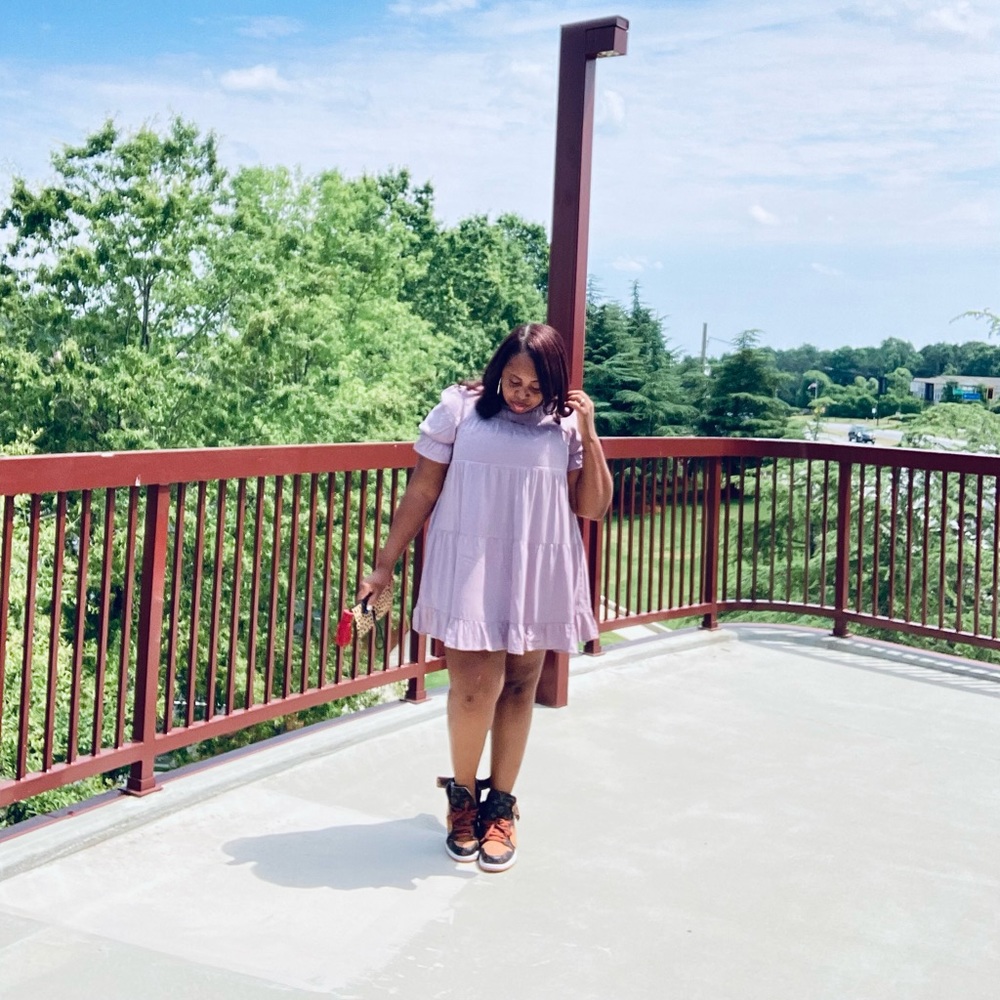 Lavender Baby Doll Dress with Pockets